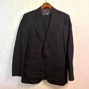 Christian Dior Le Connaisseur 2 Piece Suit‎ Mens 42L Charcoal Windowpane Wool